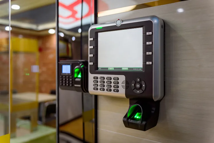 Keypad access control panel at an NYC property entrance