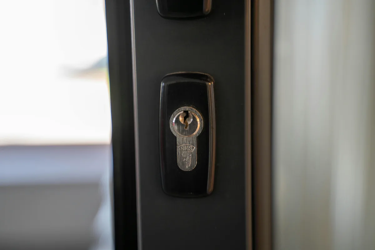 Commercial-grade cylinder lock on an office door, the kind ASAP locksmiths carry on the truck