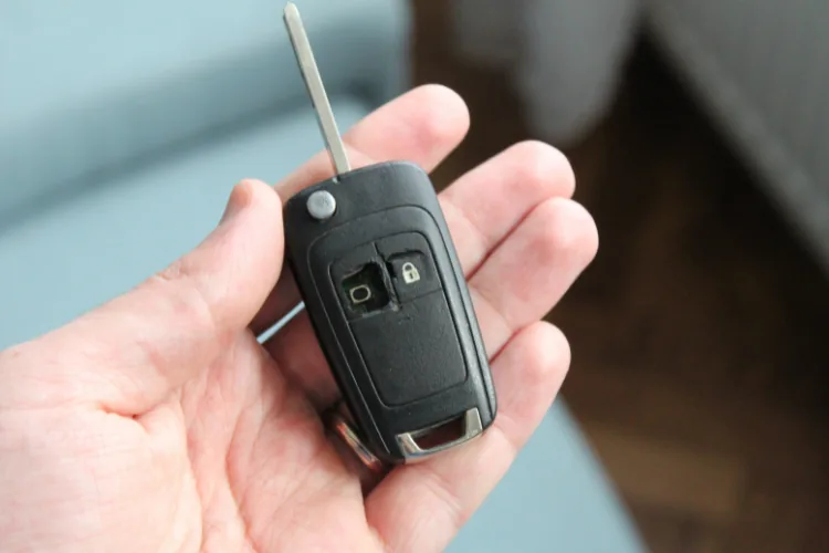 Cracked and physically damaged car key fob