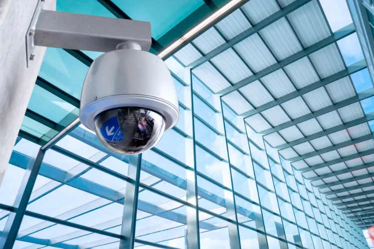 Security camera with remote monitoring protecting an NYC storefront